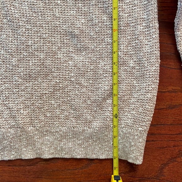 L.L. Bean Chunky Knit Cowl Neck Cream Tan Heather Cozy High Low Sweater Size M - Picture 10 of 10